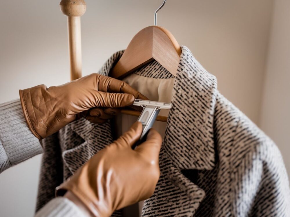 golarka do ubrań na płaszczu