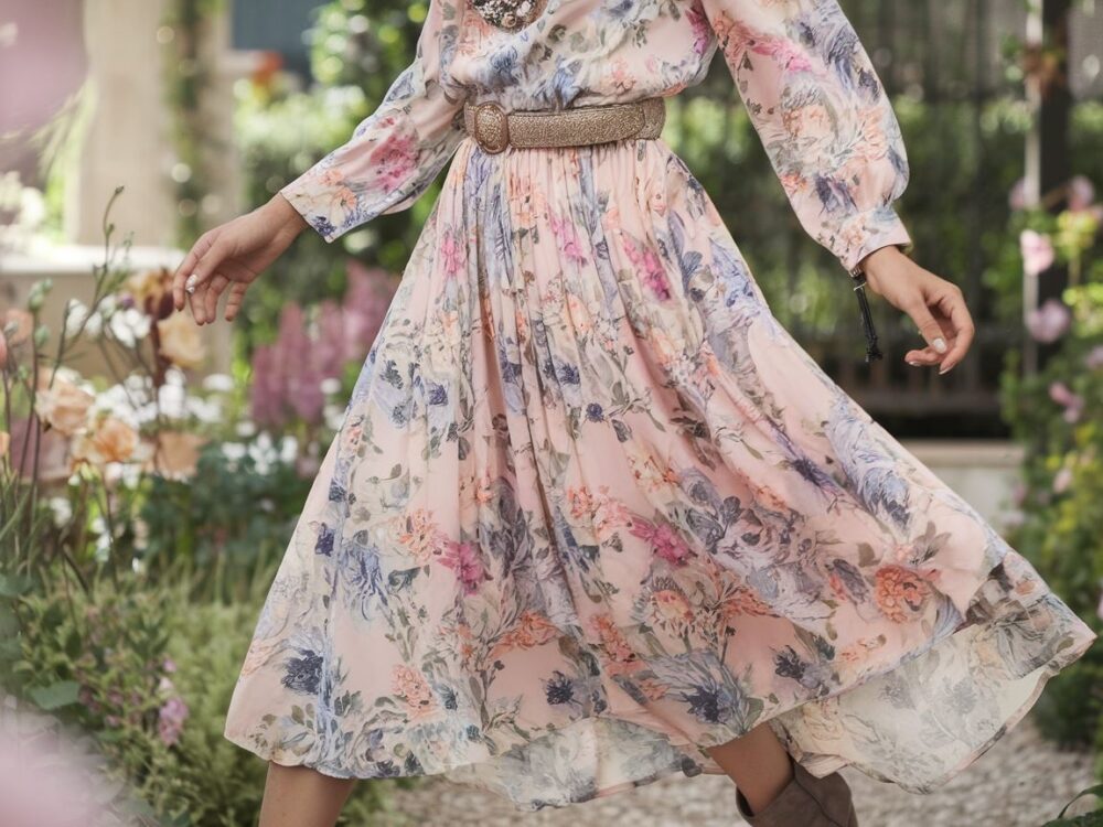 stylizacja wiosenna z sukienką