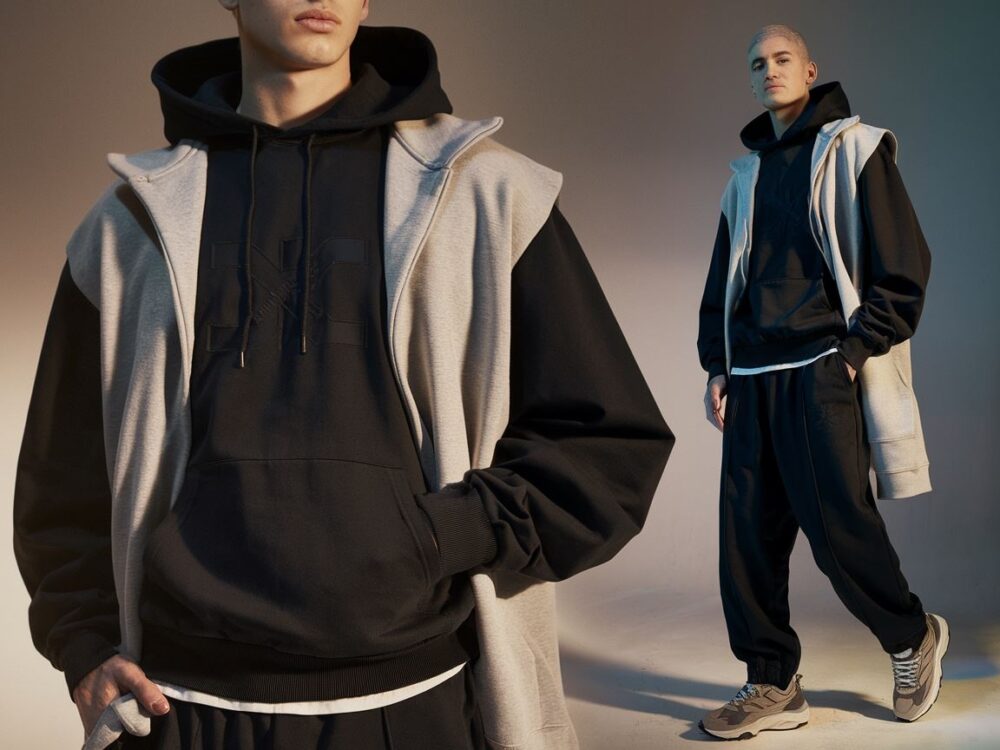 stylizacja z czarnymi dresami