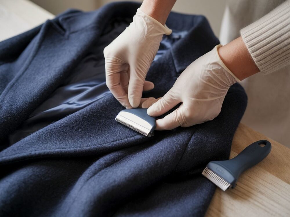 zmechacenia na wełnianym płaszczu