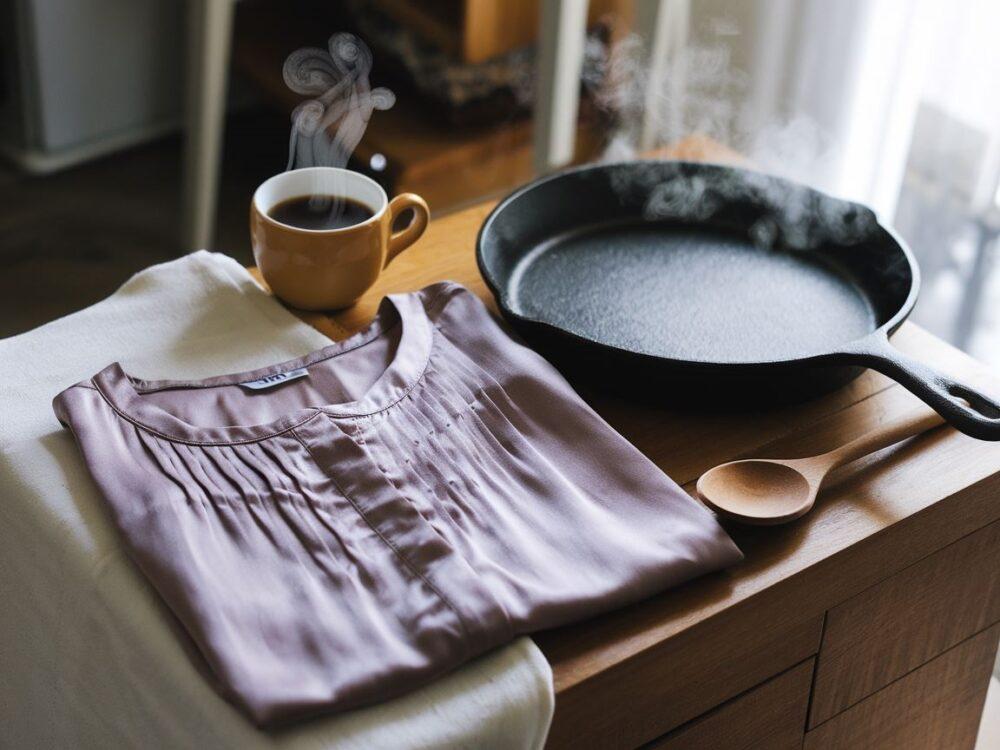 bluzka na stole z butelką z wodą