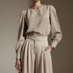 outfit z bluzką i szerokimi spodniami