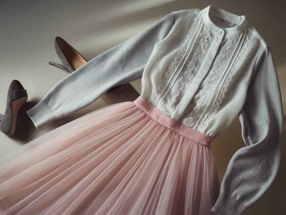 outfit z tiulową spódnicą
