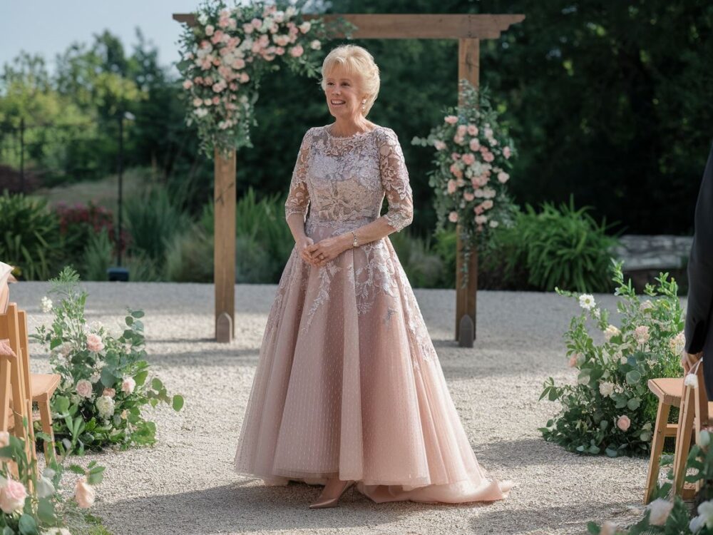 pastelowa sukienka z koronką