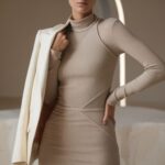 stylizacja z żakietem i sukienką