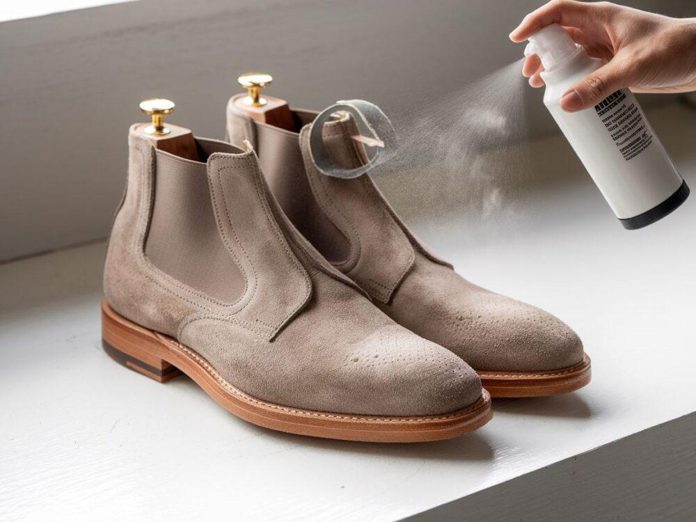 włożenie prawideł do zamszowych butów